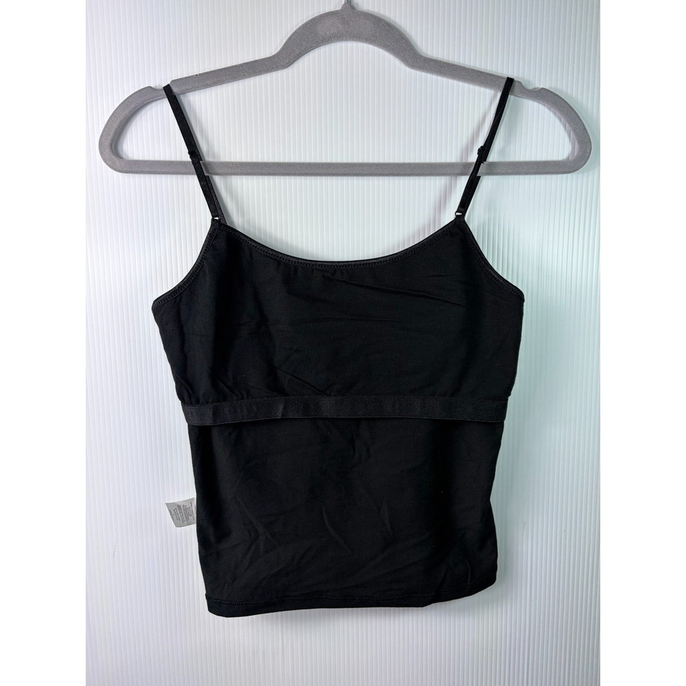 Ambiance Womens Black Medium Cami Tank Top Built In Shelf Bra Adjustable Strap - Picture 3 of 6